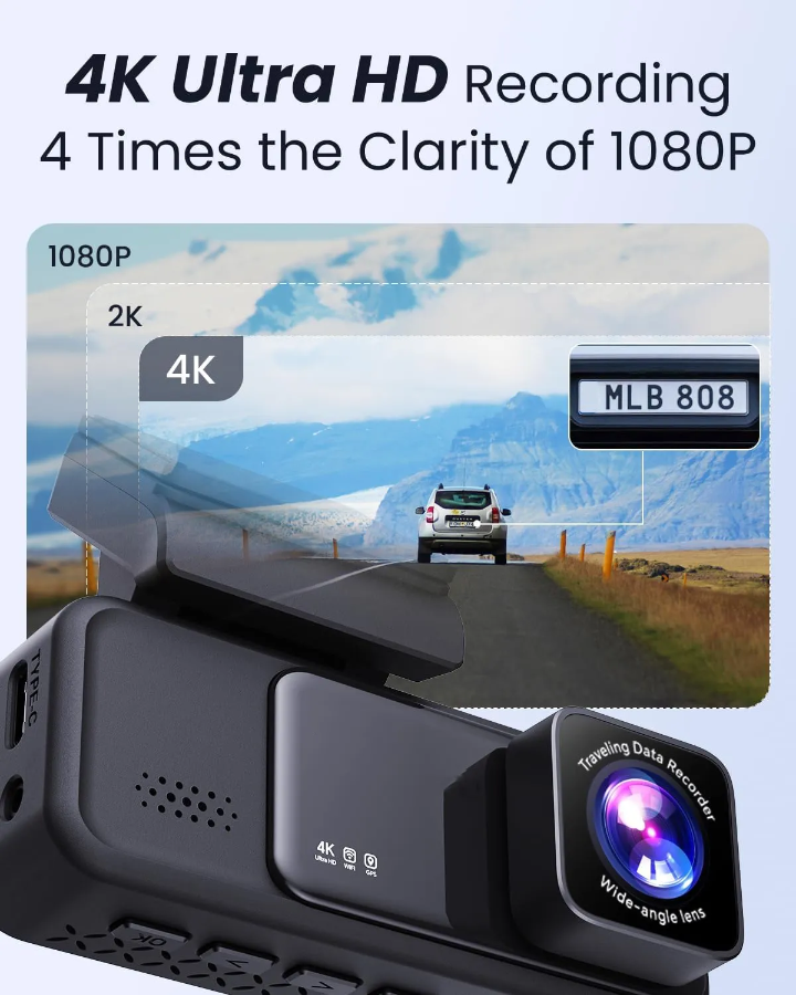Veement V300 Dash Cam 1296P WiFi β 24-Hour Parking Mode, Night Vision, Loop Recording