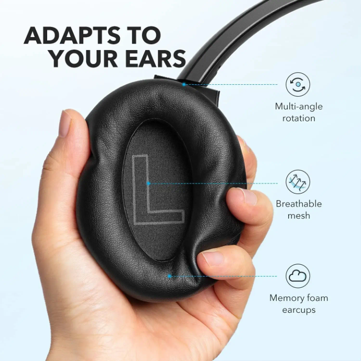 Soundcore Life Q20 Headphones β Hybrid Active Noise Cancelling Wireless Over-Ear, 60-Hour Playback