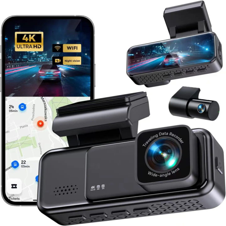 Veement V300 Dash Cam 1296P WiFi β 24-Hour Parking Mode, Night Vision, Loop Recording