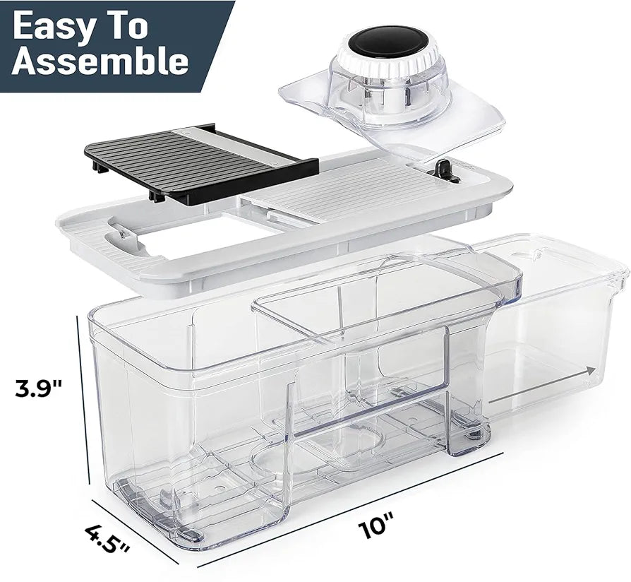 Yusshn 12-in-1 Vegetable Chopper – Multifunctional Onion & Food Cutter with 7 Blades and Container (Grey)