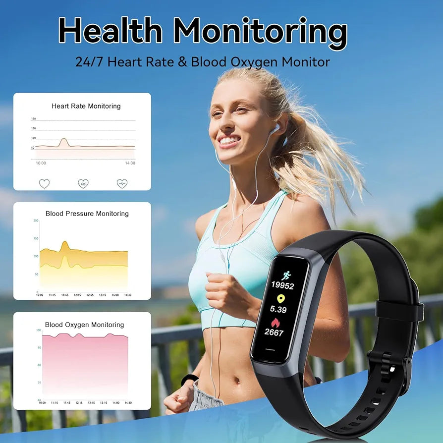 APPBYER Fitness Tracker – 24/7 Heart Rate, SpO₂, Blood Pressure & Sleep Monitor (Beige)