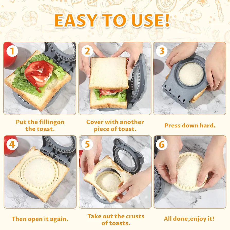 CHICHAUS Uncrustable Sandwich Maker Cutter & Sealer – 3.7-Inch Uncrustable Sandwich Maker for Kids, Crustless Pocket Sandwich Cutter & Sealer (Circle Light Blue)