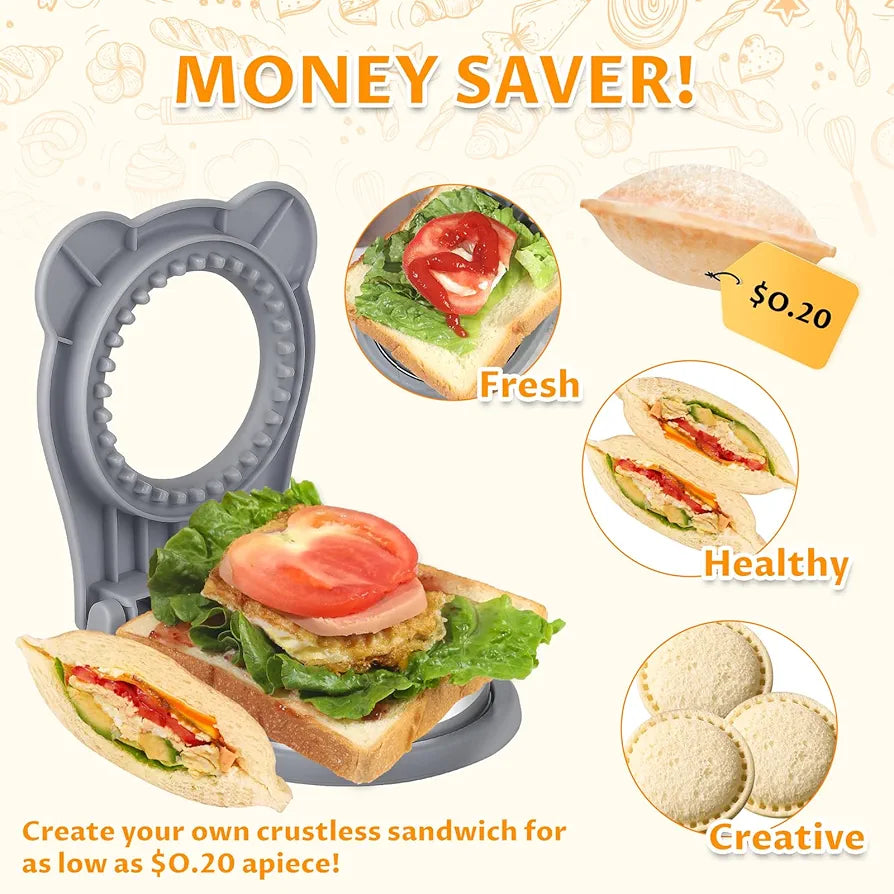 CHICHAUS Uncrustable Sandwich Maker Cutter & Sealer – 3.7-Inch Uncrustable Sandwich Maker for Kids, Crustless Pocket Sandwich Cutter & Sealer (Circle Light Blue)