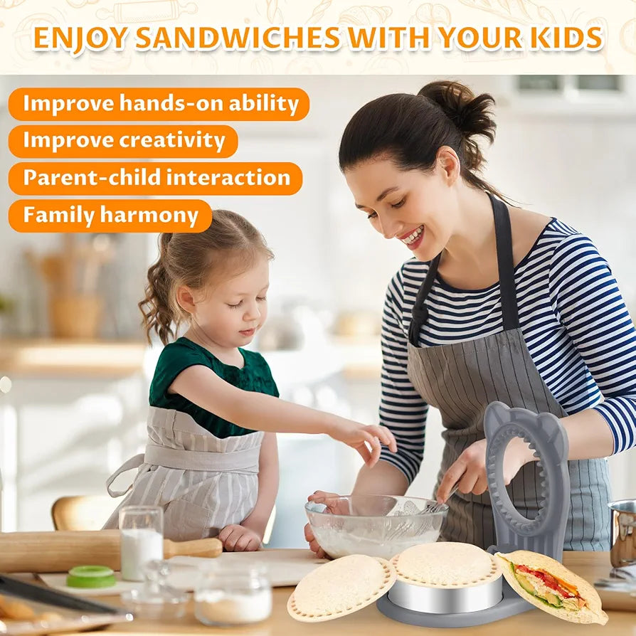 CHICHAUS Uncrustable Sandwich Maker Cutter & Sealer – 3.7-Inch Uncrustable Sandwich Maker for Kids, Crustless Pocket Sandwich Cutter & Sealer (Circle Light Blue)