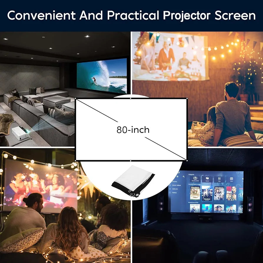 TMY Mini Projector - Bluetooth & WiFi Portable 1080P Projector w/ Screen