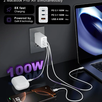 100W GaN USB-C Charger 3-Port Block – Fast Charger with Dual PD USB-C & QC USB-A Ports
