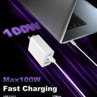 100W GaN USB-C Charger 3-Port Block – Fast Charger with Dual PD USB-C & QC USB-A Ports