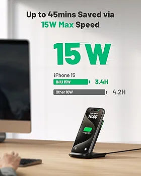 INIU 15W Fast Qi Wireless Charging Station – Adaptive Night Light & Universal Compatibility