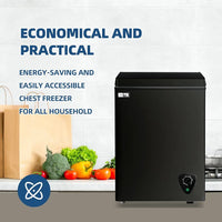 3.5 Cu.Ft Small Chest Freezer – Mini Deep Freezer with 7 Temperature Settings & Removable Basket (Black)