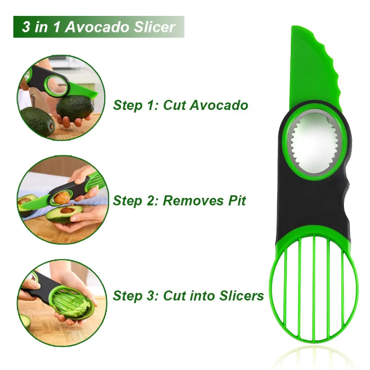 OXO Good Grips 3-in-1 Avocado Slicer Tool – Stainless Steel Pitter & Soft Non-Slip Grip