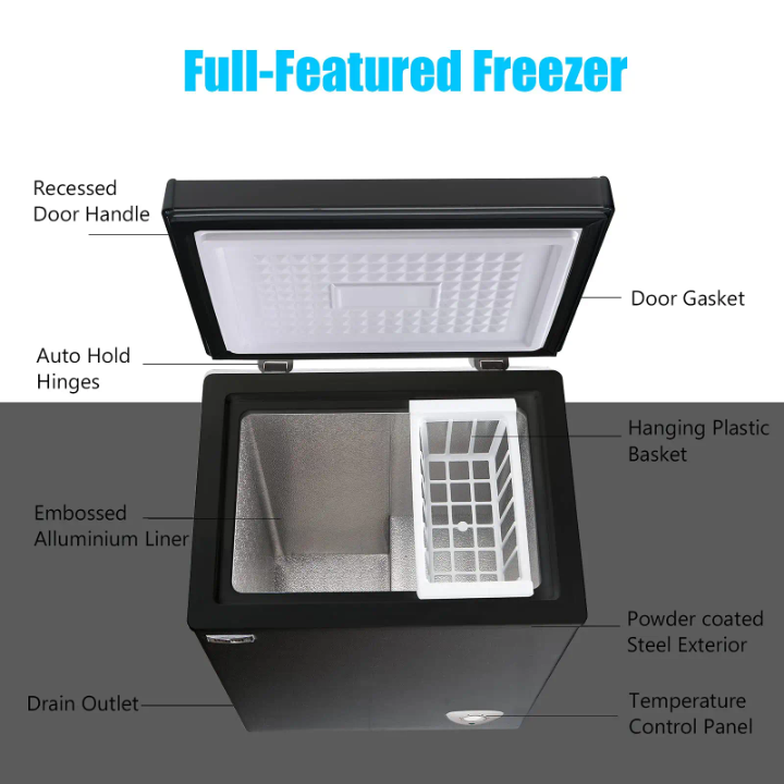 WANAI Compact Chest Freezer 3.5 Cu.Ft – Adjustable Thermostat Small Deep Freezer for Apartment/Kitchen