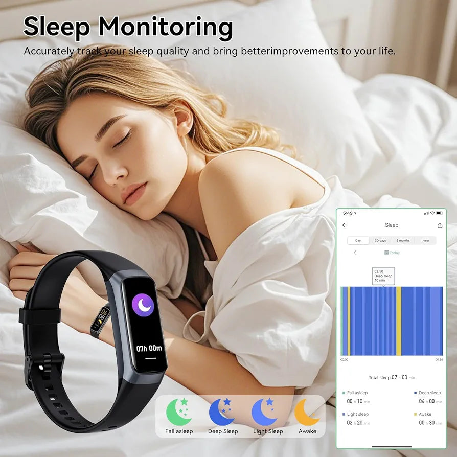 APPBYER Fitness Tracker – 24/7 Heart Rate, SpO₂, Blood Pressure & Sleep Monitor (Beige)