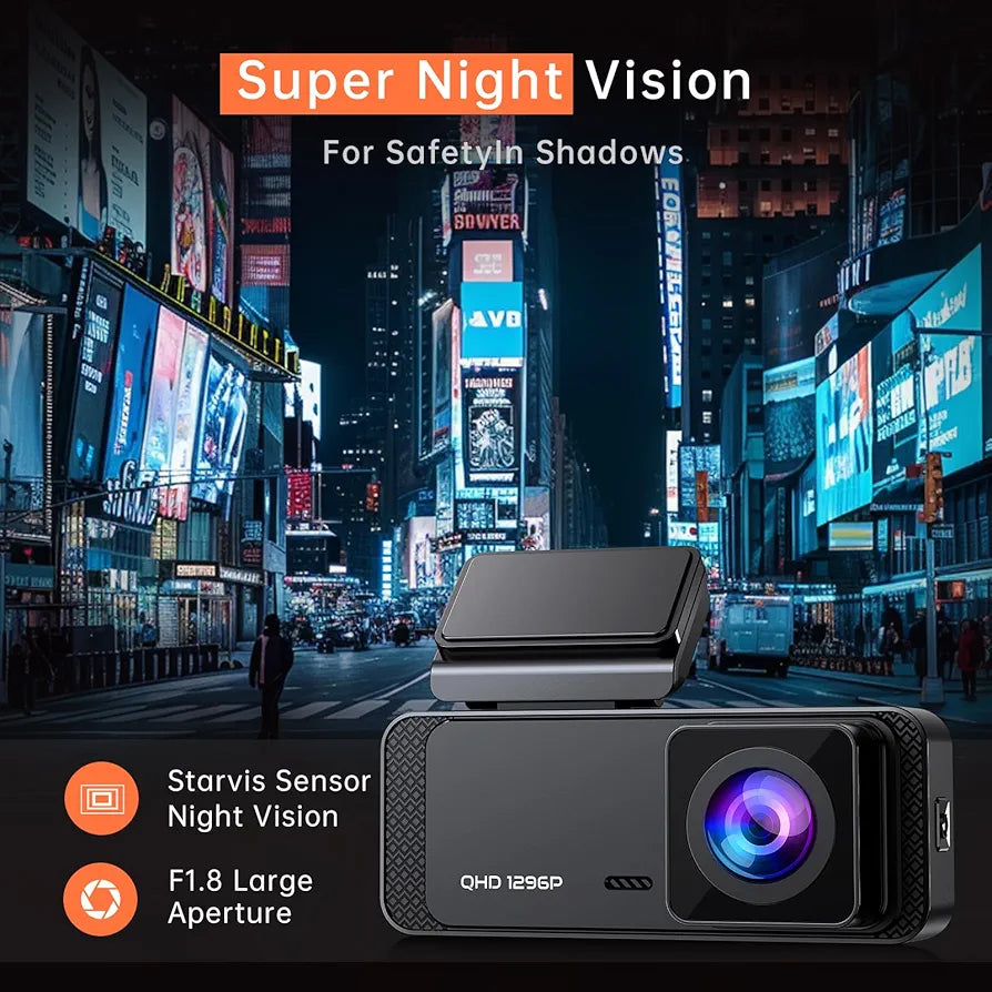 Veement V300 1296P Front WiFi Dash Cam with Night Vision & 24-Hour Parking Mode