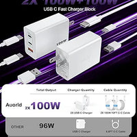 100W 3-Port GaN Fast Charger Block - Dual USB-C + USB-A (2 Pack)