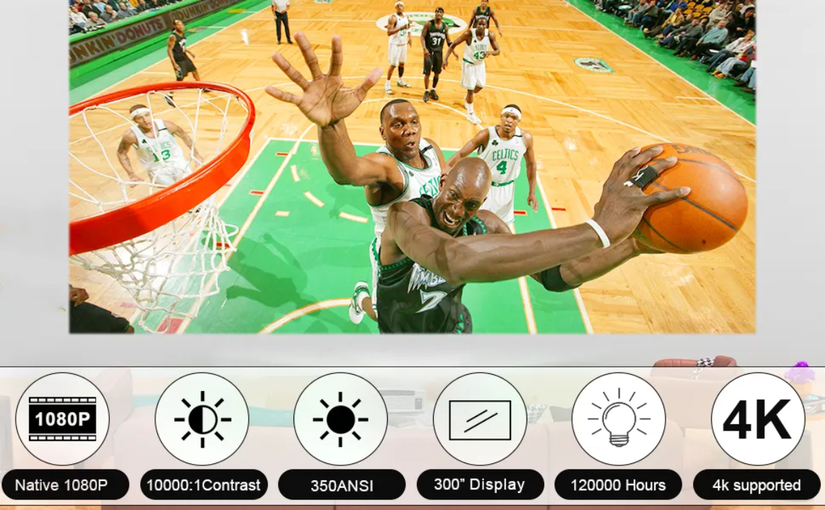 TMY Portable Home Projector V08 – 720p Native HD, Bluetooth Speaker, Upscaled Full HD Support