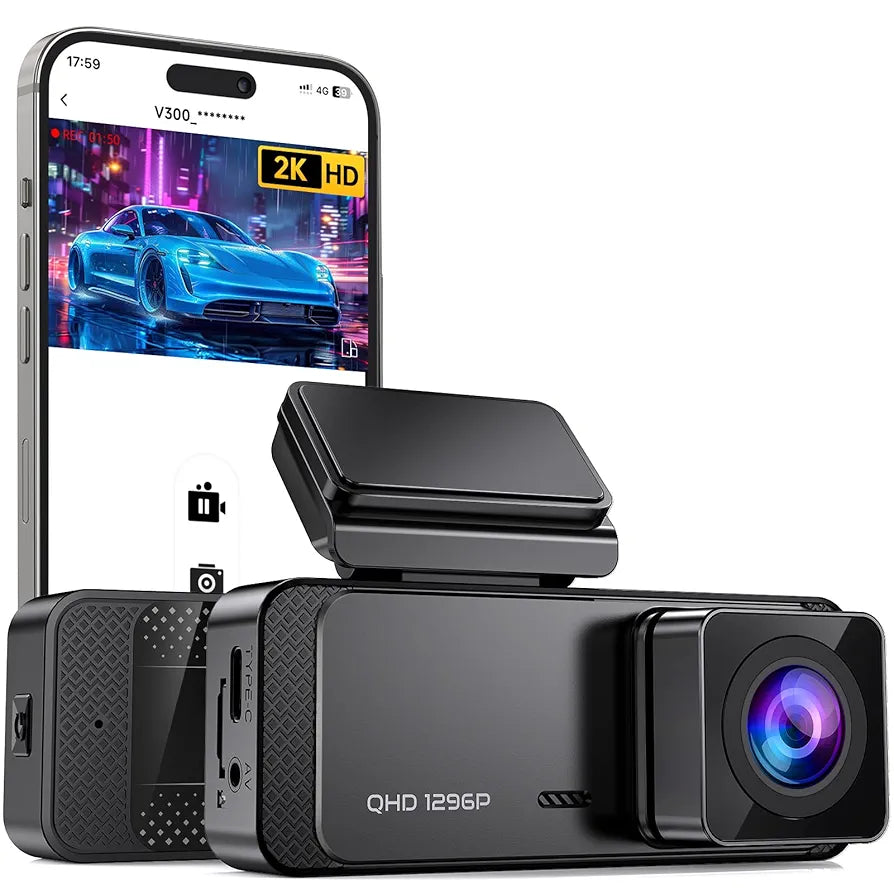 Veement V300 1296P Front WiFi Dash Cam with Night Vision & 24-Hour Parking Mode
