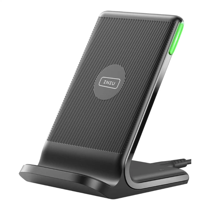 INIU 15W Qi Wireless Charging Stand – Sleep-Friendly Adaptive Light & Dual Coil Pad