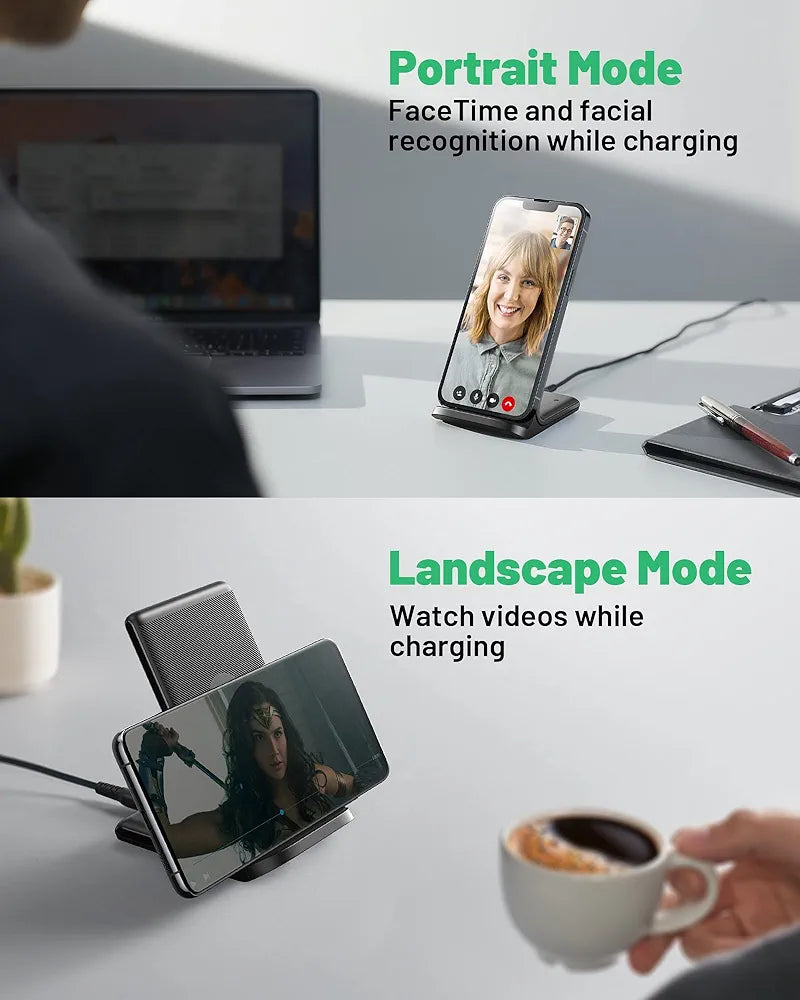 INIU 15W Fast Qi Wireless Charging Station – Adaptive Night Light & Universal Compatibility