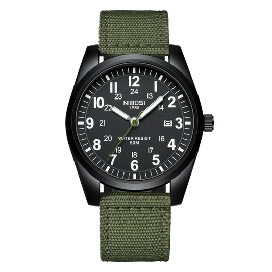 LN LENQIN Military Analog Watch Men – 42mm Waterproof Nylon Strap Tactical Date Display