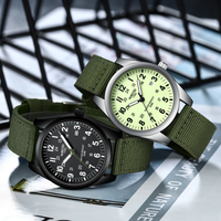 LN LENQIN Military Analog Watch Men – 42mm Waterproof Nylon Strap Tactical Date Display